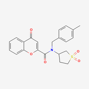 molecular formula C22H21NO5S B11413386 N-(1,1-dioxidotetrahydrothiophen-3-yl)-N-(4-methylbenzyl)-4-oxo-4H-chromene-2-carboxamide 