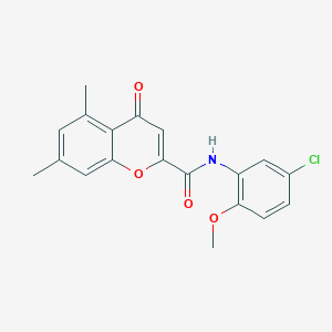 molecular formula C19H16ClNO4 B11413429 N-(5-chloro-2-methoxyphenyl)-5,7-dimethyl-4-oxo-4H-chromene-2-carboxamide 