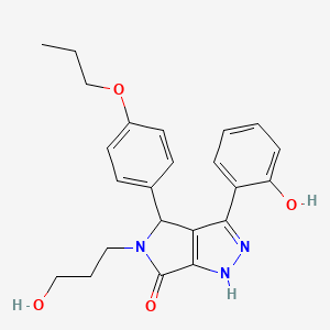 molecular formula C23H25N3O4 B11413432 3-(2-hydroxyphenyl)-5-(3-hydroxypropyl)-4-(4-propoxyphenyl)-4,5-dihydropyrrolo[3,4-c]pyrazol-6(1H)-one 