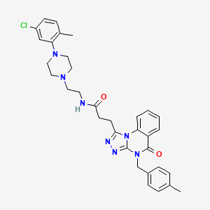 molecular formula C33H36ClN7O2 B11413434 N-(2-(4-(5-chloro-2-methylphenyl)piperazin-1-yl)ethyl)-3-(4-(4-methylbenzyl)-5-oxo-4,5-dihydro-[1,2,4]triazolo[4,3-a]quinazolin-1-yl)propanamide 