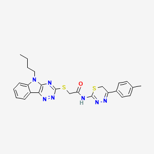 2-({5-Butyl-5H-[1,2,4]triazino[5,6-B]indol-3-YL}sulfanyl)-N-[5-(4-methylphenyl)-6H-1,3,4-thiadiazin-2-YL]acetamide