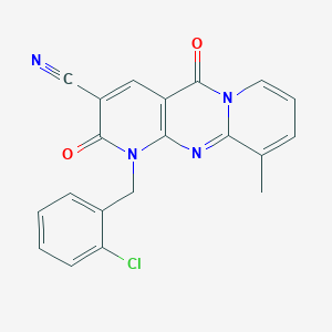 7-[(2-chlorophenyl)methyl]-11-methyl-2,6-dioxo-1,7,9-triazatricyclo[8.4.0.03,8]tetradeca-3(8),4,9,11,13-pentaene-5-carbonitrile