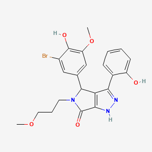 molecular formula C22H22BrN3O5 B11413467 4-(3-bromo-4-hydroxy-5-methoxyphenyl)-3-(2-hydroxyphenyl)-5-(3-methoxypropyl)-4,5-dihydropyrrolo[3,4-c]pyrazol-6(1H)-one 