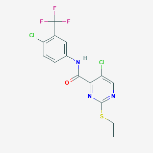 5-chloro-N-[4-chloro-3-(trifluoromethyl)phenyl]-2-(ethylsulfanyl)pyrimidine-4-carboxamide