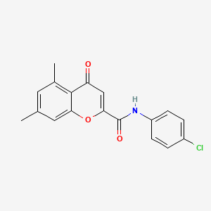 molecular formula C18H14ClNO3 B11413536 N-(4-chlorophenyl)-5,7-dimethyl-4-oxo-4H-chromene-2-carboxamide 