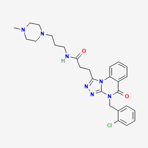 molecular formula C27H32ClN7O2 B11413552 3-[4-(2-chlorobenzyl)-5-oxo-4,5-dihydro[1,2,4]triazolo[4,3-a]quinazolin-1-yl]-N-[3-(4-methylpiperazin-1-yl)propyl]propanamide 