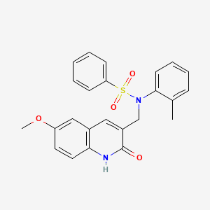 molecular formula C24H22N2O4S B11413564 N-[(2-hydroxy-6-methoxyquinolin-3-yl)methyl]-N-(2-methylphenyl)benzenesulfonamide 