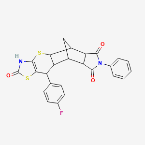 9-(4-fluorophenyl)-14-phenyl-3,7-dithia-5,14-diazapentacyclo[9.5.1.02,10.04,8.012,16]heptadec-4(8)-ene-6,13,15-trione