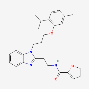 molecular formula C27H31N3O3 B11413641 N-[2-(1-{3-[5-methyl-2-(propan-2-yl)phenoxy]propyl}-1H-benzimidazol-2-yl)ethyl]furan-2-carboxamide 