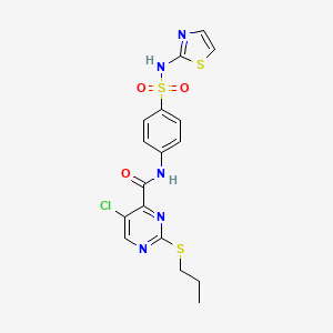 molecular formula C17H16ClN5O3S3 B11413664 5-chloro-2-(propylsulfanyl)-N-[4-(1,3-thiazol-2-ylsulfamoyl)phenyl]pyrimidine-4-carboxamide 