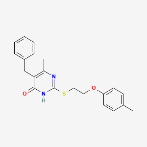 molecular formula C21H22N2O2S B11413786 5-benzyl-6-methyl-2-{[2-(4-methylphenoxy)ethyl]sulfanyl}pyrimidin-4(3H)-one 