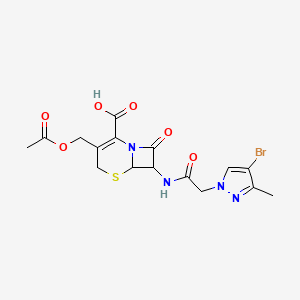 molecular formula C16H17BrN4O6S B11413805 3-[(acetyloxy)methyl]-7-{[(4-bromo-3-methyl-1H-pyrazol-1-yl)acetyl]amino}-8-oxo-5-thia-1-azabicyclo[4.2.0]oct-2-ene-2-carboxylic acid 