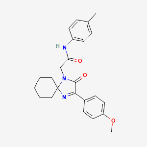 molecular formula C24H27N3O3 B11413840 2-[3-(4-methoxyphenyl)-2-oxo-1,4-diazaspiro[4.5]dec-3-en-1-yl]-N-(4-methylphenyl)acetamide 