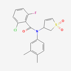 molecular formula C19H17ClFNO3S B11413844 2-chloro-N-(3,4-dimethylphenyl)-N-(1,1-dioxido-2,3-dihydrothiophen-3-yl)-6-fluorobenzamide 