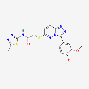 molecular formula C18H17N7O3S2 B11413869 2-{[3-(3,4-Dimethoxyphenyl)-[1,2,4]triazolo[4,3-B]pyridazin-6-YL]sulfanyl}-N-(5-methyl-1,3,4-thiadiazol-2-YL)acetamide 