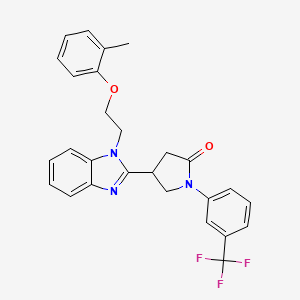 molecular formula C27H24F3N3O2 B11413876 4-{1-[2-(2-methylphenoxy)ethyl]-1H-benzimidazol-2-yl}-1-[3-(trifluoromethyl)phenyl]pyrrolidin-2-one 