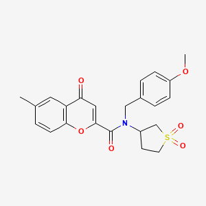 molecular formula C23H23NO6S B11413908 N-(1,1-dioxidotetrahydrothiophen-3-yl)-N-(4-methoxybenzyl)-6-methyl-4-oxo-4H-chromene-2-carboxamide 