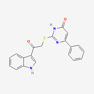 molecular formula C20H15N3O2S B11413968 2-[(4-hydroxy-6-phenylpyrimidin-2-yl)sulfanyl]-1-(1H-indol-3-yl)ethanone 