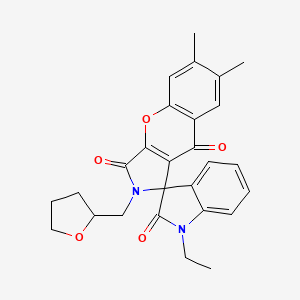 1'-ethyl-6,7-dimethyl-2-(tetrahydrofuran-2-ylmethyl)-2H-spiro[chromeno[2,3-c]pyrrole-1,3'-indole]-2',3,9(1'H)-trione