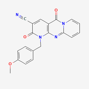 7-[(4-methoxyphenyl)methyl]-2,6-dioxo-1,7,9-triazatricyclo[8.4.0.03,8]tetradeca-3(8),4,9,11,13-pentaene-5-carbonitrile