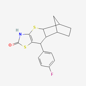 molecular formula C17H16FNOS2 B11414053 9-(4-fluorophenyl)-3,4a,5,6,7,8,8a,9-octahydro-2H-5,8-methanothiochromeno[2,3-d][1,3]thiazol-2-one 