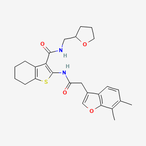 molecular formula C26H30N2O4S B11414068 2-{[(6,7-dimethyl-1-benzofuran-3-yl)acetyl]amino}-N-(tetrahydrofuran-2-ylmethyl)-4,5,6,7-tetrahydro-1-benzothiophene-3-carboxamide 