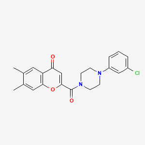 molecular formula C22H21ClN2O3 B11414116 2-{[4-(3-chlorophenyl)piperazin-1-yl]carbonyl}-6,7-dimethyl-4H-chromen-4-one 