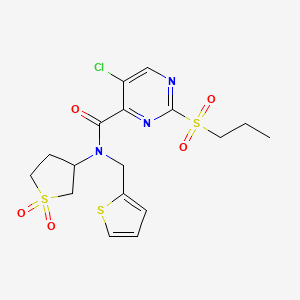 5-chloro-N-(1,1-dioxidotetrahydrothiophen-3-yl)-2-(propylsulfonyl)-N-(thiophen-2-ylmethyl)pyrimidine-4-carboxamide