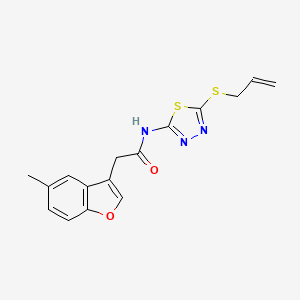 2-(5-methyl-1-benzofuran-3-yl)-N-[5-(prop-2-en-1-ylsulfanyl)-1,3,4-thiadiazol-2-yl]acetamide