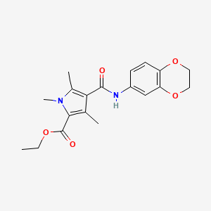 molecular formula C19H22N2O5 B11414146 ethyl 4-[(2,3-dihydro-1,4-benzodioxin-6-ylamino)carbonyl]-1,3,5-trimethyl-1H-pyrrole-2-carboxylate 