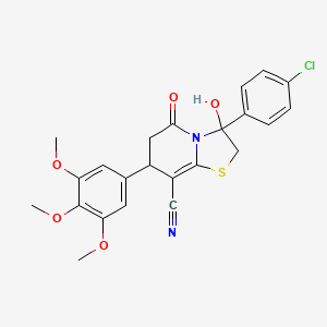 3-(4-chlorophenyl)-3-hydroxy-5-oxo-7-(3,4,5-trimethoxyphenyl)-2,3,6,7-tetrahydro-5H-[1,3]thiazolo[3,2-a]pyridine-8-carbonitrile