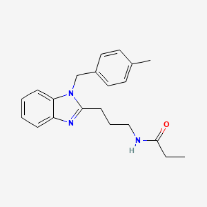 molecular formula C21H25N3O B11414196 N-{3-[1-(4-methylbenzyl)-1H-benzimidazol-2-yl]propyl}propanamide 