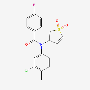 molecular formula C18H15ClFNO3S B11414201 N-(3-chloro-4-methylphenyl)-N-(1,1-dioxido-2,3-dihydrothiophen-3-yl)-4-fluorobenzamide 