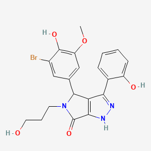 molecular formula C21H20BrN3O5 B11414223 4-(3-bromo-4-hydroxy-5-methoxyphenyl)-3-(2-hydroxyphenyl)-5-(3-hydroxypropyl)-4,5-dihydropyrrolo[3,4-c]pyrazol-6(1H)-one 