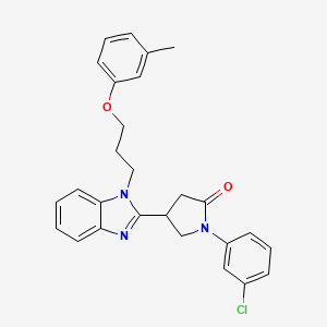 molecular formula C27H26ClN3O2 B11414240 1-(3-chlorophenyl)-4-{1-[3-(3-methylphenoxy)propyl]-1H-benzimidazol-2-yl}pyrrolidin-2-one 