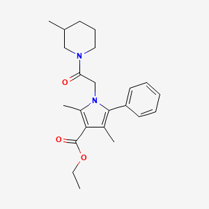 molecular formula C23H30N2O3 B11414269 ethyl 2,4-dimethyl-1-[2-(3-methylpiperidin-1-yl)-2-oxoethyl]-5-phenyl-1H-pyrrole-3-carboxylate 