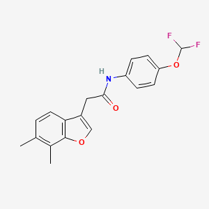 molecular formula C19H17F2NO3 B11414273 N-[4-(difluoromethoxy)phenyl]-2-(6,7-dimethyl-1-benzofuran-3-yl)acetamide 