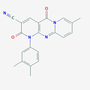 7-(3,4-dimethylphenyl)-13-methyl-2,6-dioxo-1,7,9-triazatricyclo[8.4.0.03,8]tetradeca-3(8),4,9,11,13-pentaene-5-carbonitrile