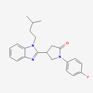 molecular formula C22H24FN3O B11414334 1-(4-fluorophenyl)-4-[1-(3-methylbutyl)-1H-benzimidazol-2-yl]pyrrolidin-2-one 