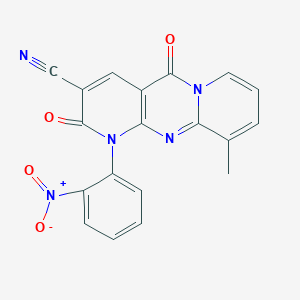 11-methyl-7-(2-nitrophenyl)-2,6-dioxo-1,7,9-triazatricyclo[8.4.0.03,8]tetradeca-3(8),4,9,11,13-pentaene-5-carbonitrile