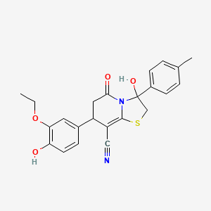 7-(3-ethoxy-4-hydroxyphenyl)-3-hydroxy-3-(4-methylphenyl)-5-oxo-2,3,6,7-tetrahydro-5H-[1,3]thiazolo[3,2-a]pyridine-8-carbonitrile