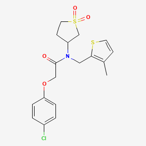 molecular formula C18H20ClNO4S2 B11414381 2-(4-chlorophenoxy)-N-(1,1-dioxidotetrahydrothiophen-3-yl)-N-[(3-methylthiophen-2-yl)methyl]acetamide 