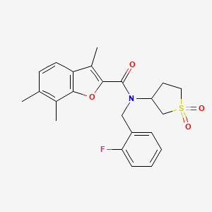 molecular formula C23H24FNO4S B11414383 N-(1,1-dioxidotetrahydrothiophen-3-yl)-N-(2-fluorobenzyl)-3,6,7-trimethyl-1-benzofuran-2-carboxamide 