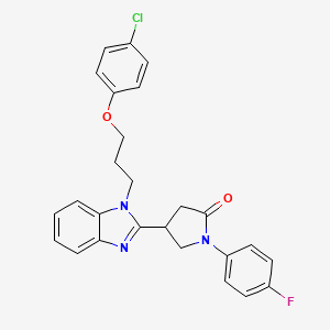 molecular formula C26H23ClFN3O2 B11414405 4-{1-[3-(4-chlorophenoxy)propyl]-1H-benzimidazol-2-yl}-1-(4-fluorophenyl)pyrrolidin-2-one 