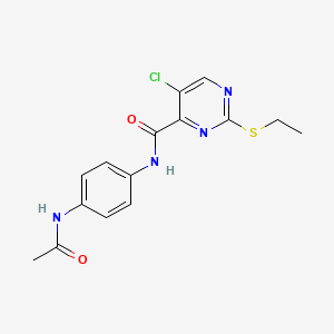 molecular formula C15H15ClN4O2S B11414420 N-[4-(acetylamino)phenyl]-5-chloro-2-(ethylsulfanyl)pyrimidine-4-carboxamide 