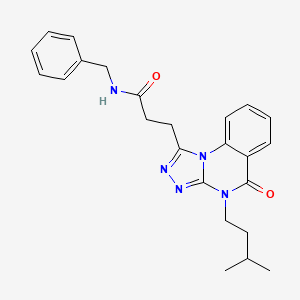 molecular formula C24H27N5O2 B11414422 N-Benzyl-3-[4-(3-methylbutyl)-5-oxo-4H,5H-[1,2,4]triazolo[4,3-A]quinazolin-1-YL]propanamide 