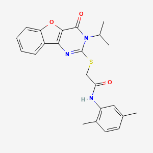 N-(2,5-dimethylphenyl)-2-{[4-oxo-3-(propan-2-yl)-3,4-dihydro[1]benzofuro[3,2-d]pyrimidin-2-yl]sulfanyl}acetamide