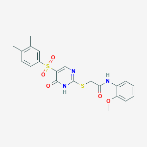 2-[[5-(3,4-dimethylphenyl)sulfonyl-6-oxo-1H-pyrimidin-2-yl]sulfanyl]-N-(2-methoxyphenyl)acetamide