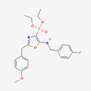 molecular formula C22H26FN2O5P B11414501 Diethyl {5-[(4-fluorobenzyl)amino]-2-(4-methoxybenzyl)-1,3-oxazol-4-yl}phosphonate 