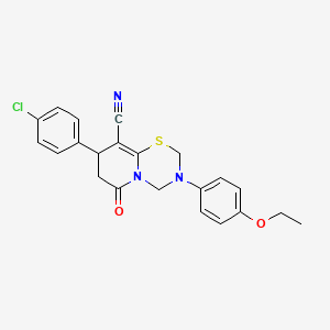 molecular formula C22H20ClN3O2S B11414517 8-(4-chlorophenyl)-3-(4-ethoxyphenyl)-6-oxo-3,4,7,8-tetrahydro-2H,6H-pyrido[2,1-b][1,3,5]thiadiazine-9-carbonitrile 